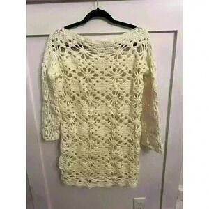 Handmade Cream Chunky Knit Crochet Sweater Tunic